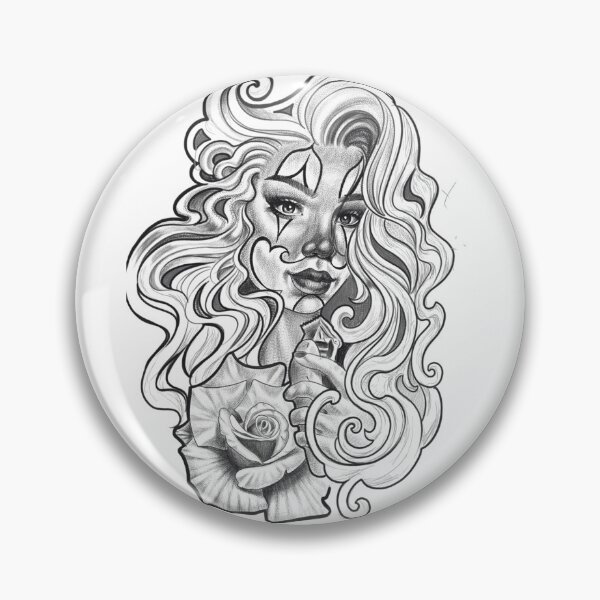 Item preview, Tattoo Design Chicana Girl Clown with Rose and Clippers designed and sold by Prolificreate.