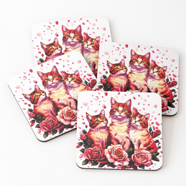 Item preview, Rose Garden Trio – Whimsical Cat Companions designed and sold by meesub.