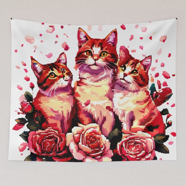 Item preview, Rose Garden Trio – Whimsical Cat Companions designed and sold by meesub.