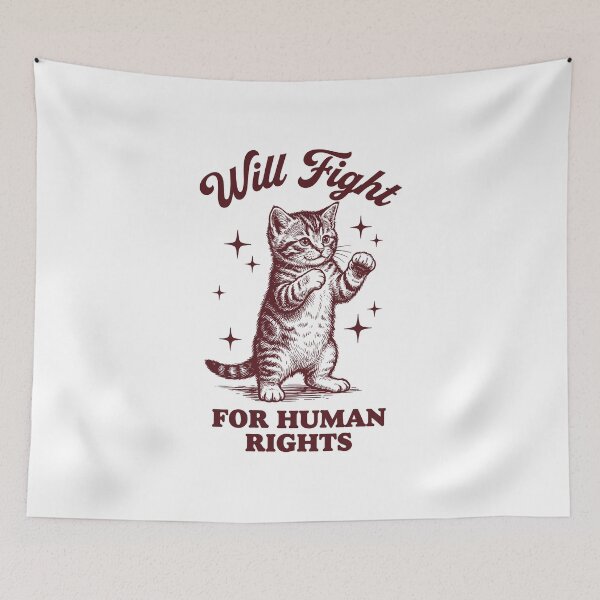 Item preview, Will Fight For Human Rights Vintage Cat designed and sold by AdyKurniawan.