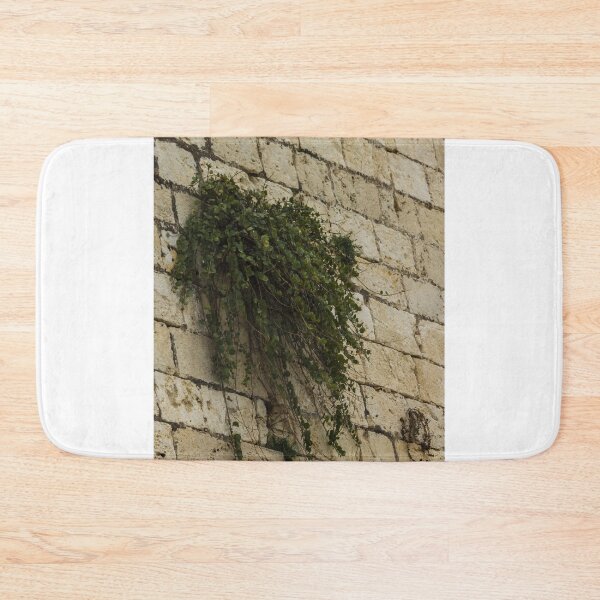Item preview, Old Stone Wall With Hanging Green Plant Creating Rustic Charm And Natural Texture designed and sold by Nmallia.