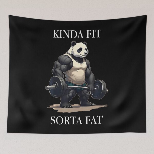 Item preview, Kinda Fit Sorta Fat Gym Panda Weightlifting Workout Fitness  designed and sold by Arens ★★★★★.