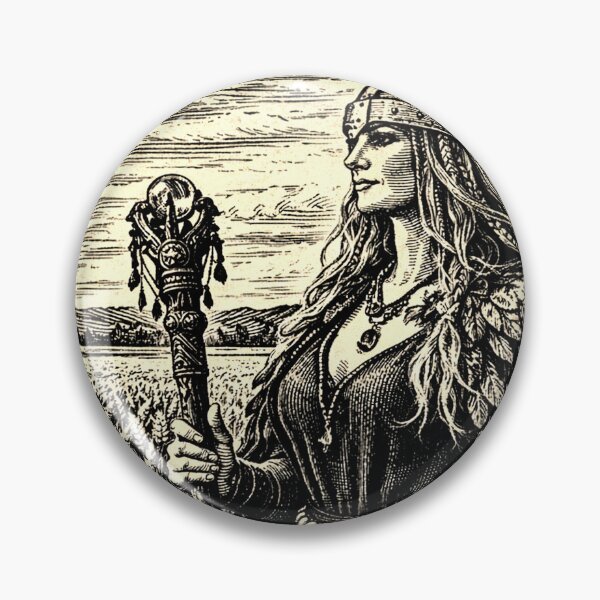 Item preview, The goddess Freyja with volva staff designed and sold by chihuahuashower.