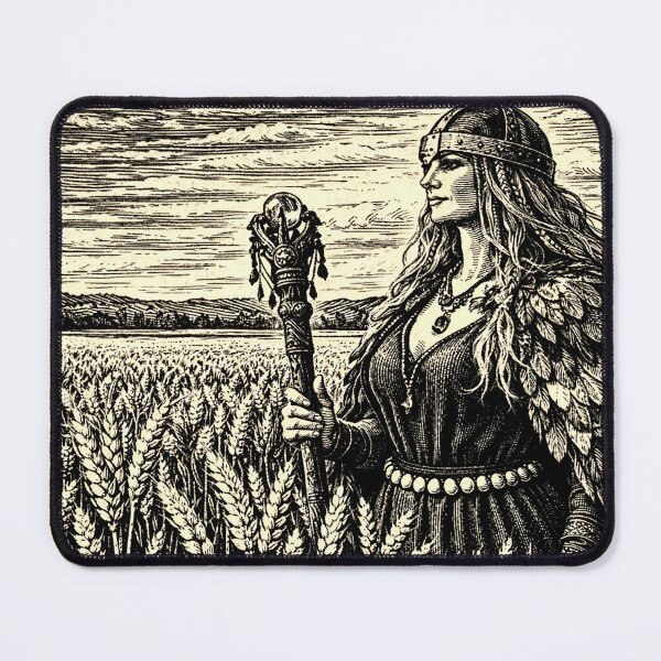 Item preview, The goddess Freyja with volva staff designed and sold by chihuahuashower.