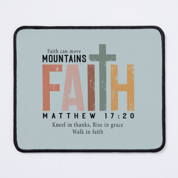 Item preview, Faith Can Move Mountains – Matthew 17:20 Christian Cross Typography designed and sold by Golden Blaze Studio.