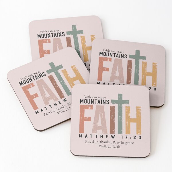 Item preview, Faith Can Move Mountains – Matthew 17:20 Christian Cross Typography designed and sold by Golden Blaze Studio.