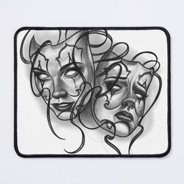 Item preview, Smile Now Cry Later Drama Masks Tattoo Art designed and sold by Prolificreate.