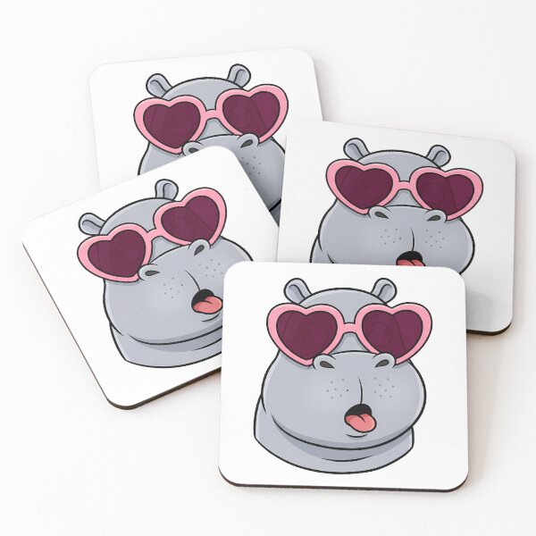 Item preview, Funny Hippo Pink Heart Sunglasses Cartoon designed and sold by k3rstman1.