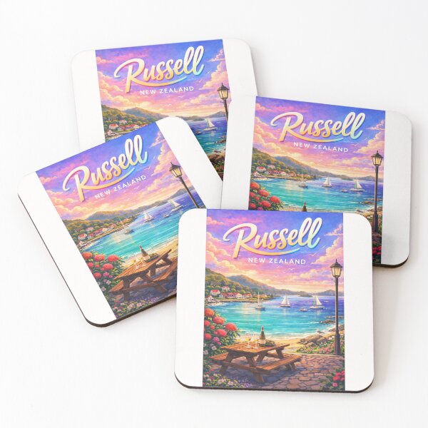 Item preview, Russell Waterfront in Bay of Islands – New Zealand Coastal Escape with Sailboats and Sunset Sky designed and sold by Places On Earth.