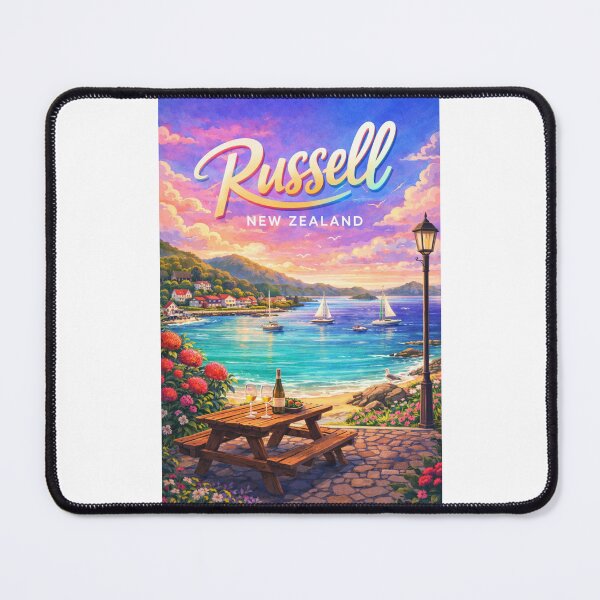 Item preview, Russell Waterfront in Bay of Islands – New Zealand Coastal Escape with Sailboats and Sunset Sky designed and sold by Places On Earth.