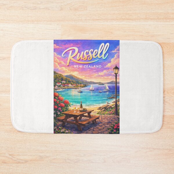 Item preview, Russell Waterfront in Bay of Islands – New Zealand Coastal Escape with Sailboats and Sunset Sky designed and sold by Places On Earth.