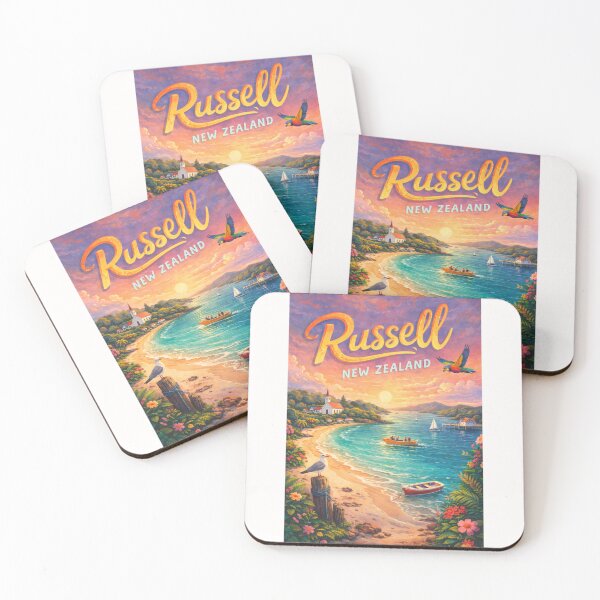 Item preview, Russell Bay Sunset and Boats in Northland, New Zealand – Coastal Village in the Bay of Islands designed and sold by Places On Earth.