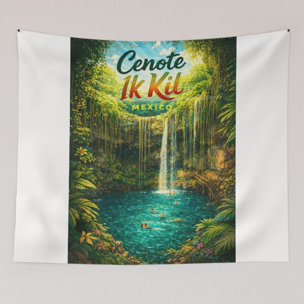 Item preview, Cenote Ik Kil Waterfall View in Mexico’s Yucatán Peninsula – Tropical Sinkhole Near Chichén Itzá and Mayan Heritage Sites designed and sold by Places On Earth.