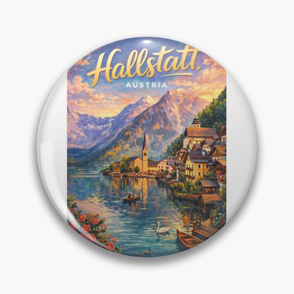 Item preview, Hallstatt Village on Lake Hallstättersee – Alpine Lakeside Scene with Austrian Architecture and Dachstein Mountains designed and sold by Places On Earth.