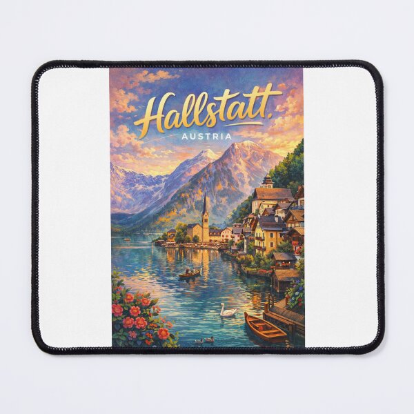 Item preview, Hallstatt Village on Lake Hallstättersee – Alpine Lakeside Scene with Austrian Architecture and Dachstein Mountains designed and sold by Places On Earth.