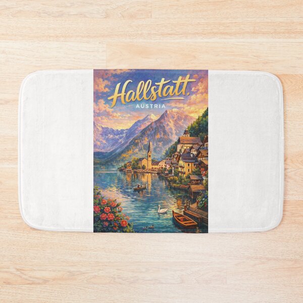 Item preview, Hallstatt Village on Lake Hallstättersee – Alpine Lakeside Scene with Austrian Architecture and Dachstein Mountains designed and sold by Places On Earth.