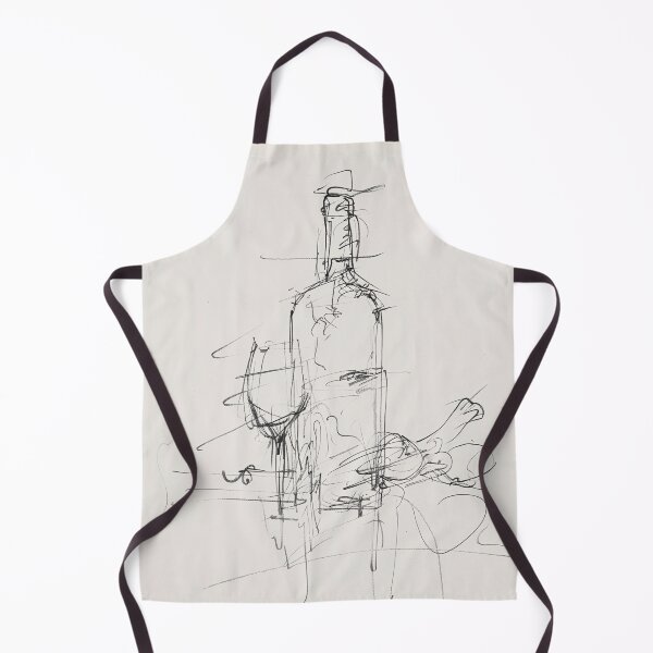 Item preview, Abstract Vintage Sketch of Wine Bottle and Glass designed and sold by SleekLineSketches.