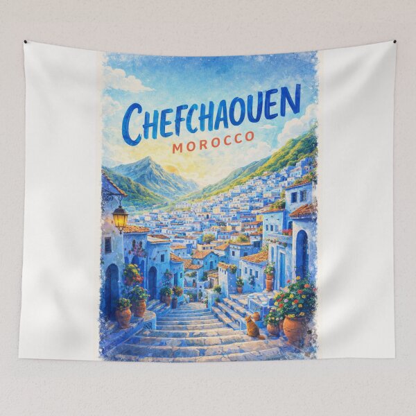 Item preview, Chefchaouen Morocco – The Blue Pearl of the Rif Mountains with Cobblestone Streets and Terraced Alleys designed and sold by Places On Earth.