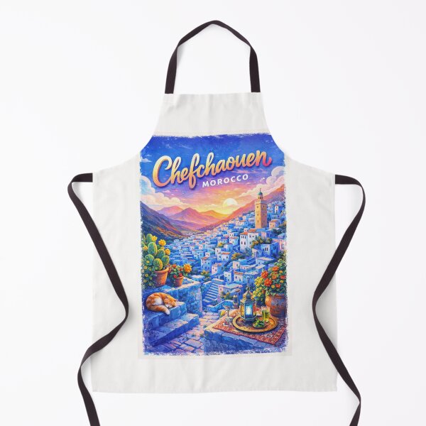 Item preview, Chefchaouen Sunset View – Blue City of Morocco with Lanterns, Rooftops, and Rif Mountain Landscape designed and sold by Places On Earth.