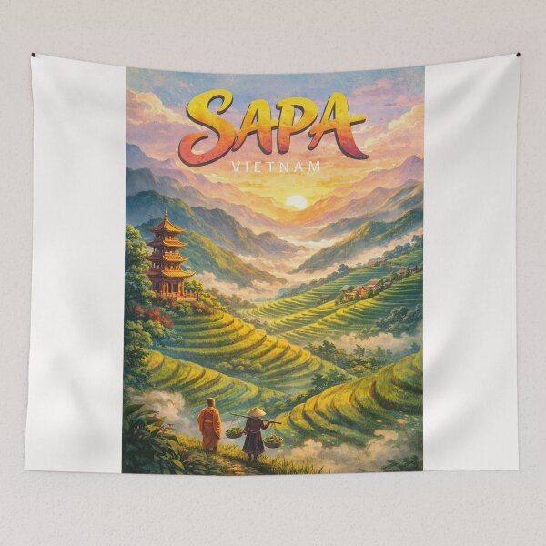 Item preview, Sunrise Over Sapa Vietnam – Mountain Temples and Misty Rice Terraces in the Highlands of Lào Cai Province designed and sold by Places On Earth.