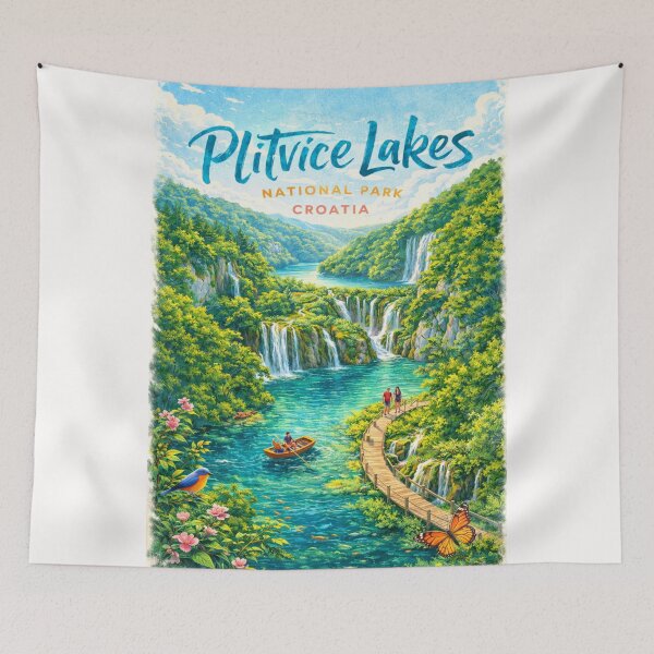 Item preview, Plitvice Lakes Croatia – Waterfall Cascades and Wooden Pathways in Croatia’s Premier National Park and UNESCO Site designed and sold by Places On Earth.