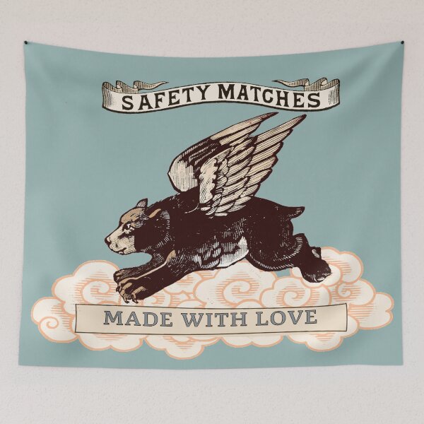 Item preview, Flying Bear Vintage Safety Matchbox Label designed and sold by Corinne Alexa Jackson.