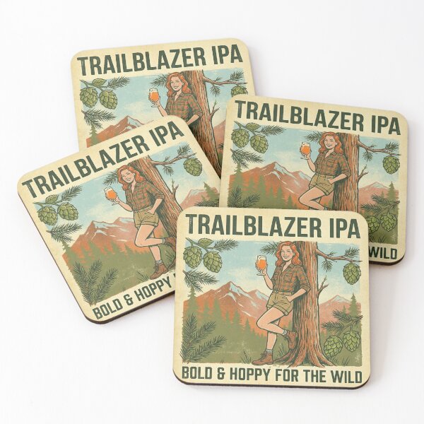 Item preview, Trailblazer IPA - Vintage 1950s Hiking Pin-Up & Craft Beer Art designed and sold by Cozy-Old-Pub.