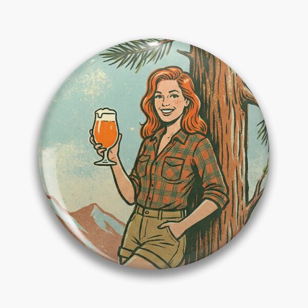 Item preview, Trailblazer IPA - Vintage 1950s Hiking Pin-Up & Craft Beer Art designed and sold by Cozy-Old-Pub.
