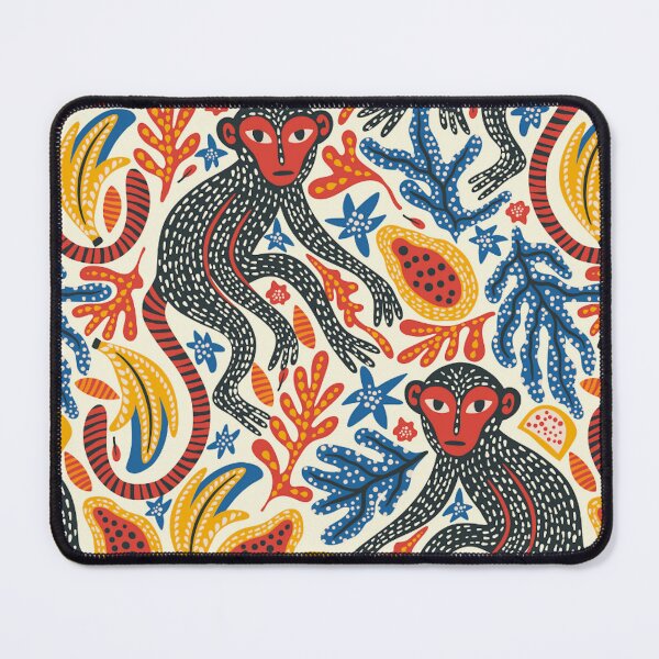 Item preview, Bright Modern Monkeys on Blue and Yellow Stamp designed and sold by AnimaliaStar.