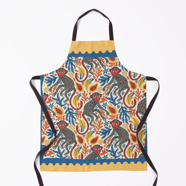 Item preview, Bright Modern Monkeys on Blue and Yellow Stamp designed and sold by AnimaliaStar.