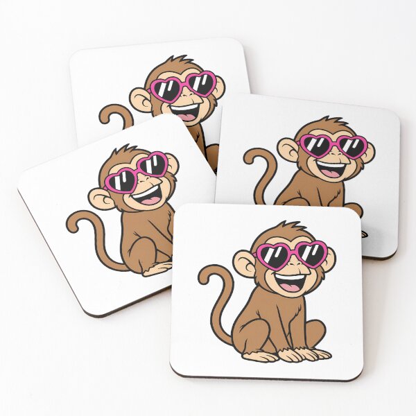 Item preview, Cute Smiling Monkey Pink Heart Sunglasses designed and sold by k3rstman1.