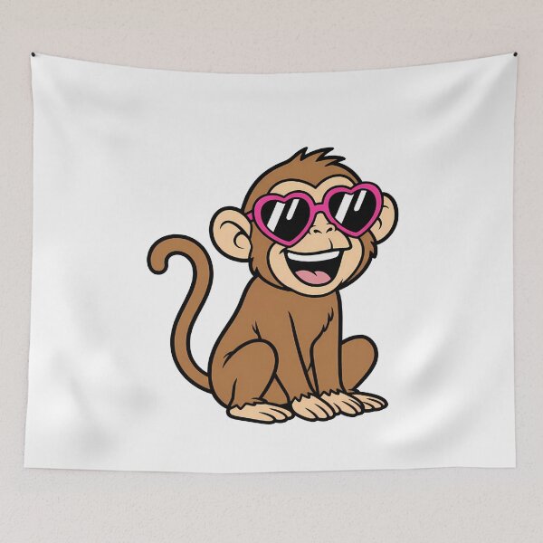 Item preview, Cute Smiling Monkey Pink Heart Sunglasses designed and sold by k3rstman1.