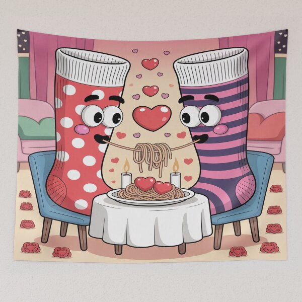 Item preview, Sole Mates Spaghetti Date | Cute Socks Valentine's Romance designed and sold by Midnight Veil Designs.