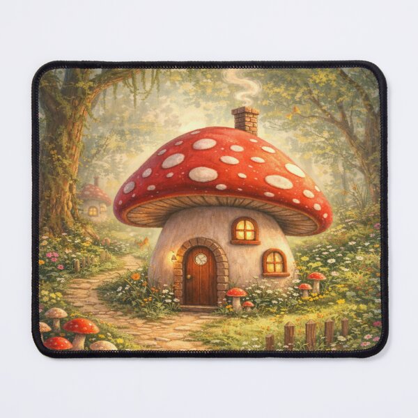 Item preview, Whimsical Mushroom Cottage Wall Art designed and sold by LittleMushroomGarden.
