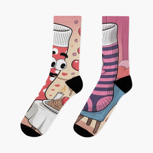 Item preview, Sole Mates Spaghetti Date | Cute Socks Valentine's Romance designed and sold by Midnight Veil Designs.