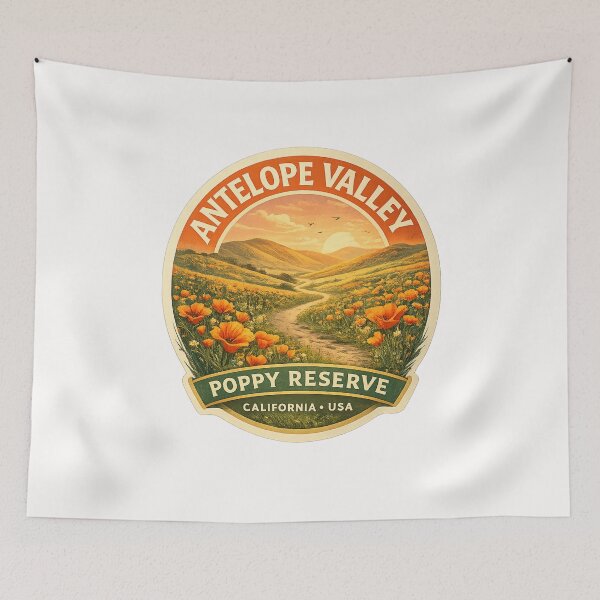 Item preview, Antelope Valley California Poppy Reserve at Sunset – Wildflower Trail through Rolling Hills in Lancaster, Mojave Desert, California designed and sold by Places On Earth.