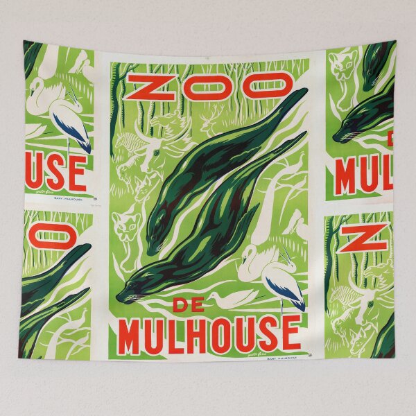 Item preview, Vintage Zoo de Mulhouse Poster | Art Deco Style Animal Print | Mid-Century Graphic Design | Retro Wall Art for Home Decor designed and sold by artofuniverse.