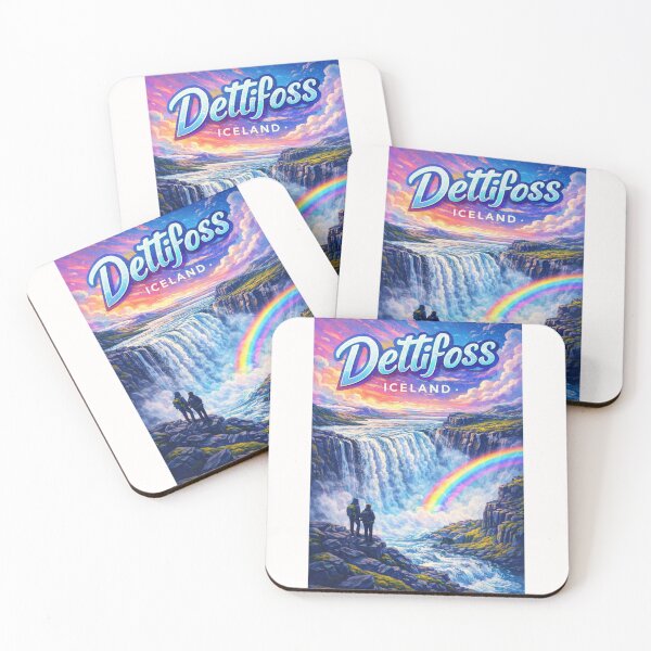 Item preview, Dettifoss Waterfall Sunset in Northeast Iceland – Rainbow Mist Over Jökulsárgljúfur in Vatnajökull National Park designed and sold by Places On Earth.