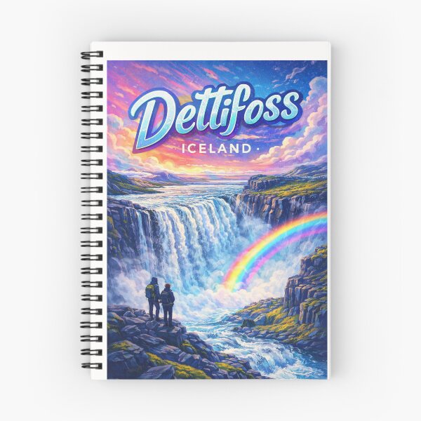 Item preview, Dettifoss Waterfall Sunset in Northeast Iceland – Rainbow Mist Over Jökulsárgljúfur in Vatnajökull National Park designed and sold by Places On Earth.