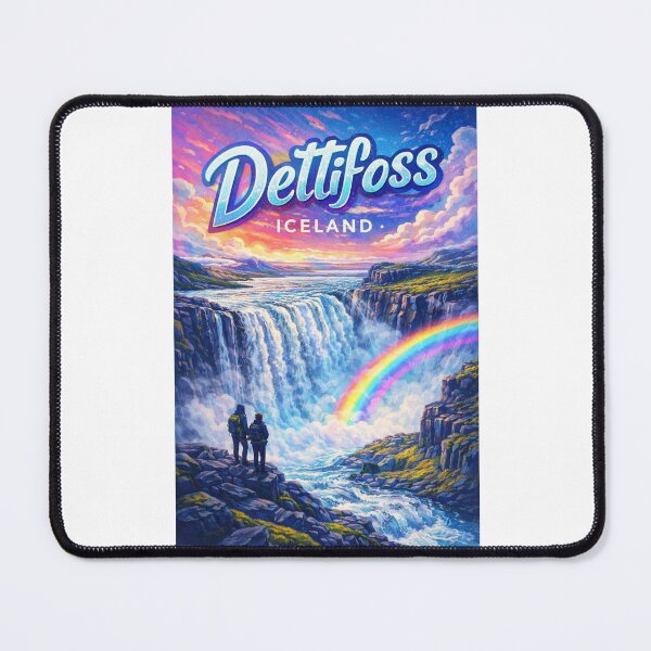 Item preview, Dettifoss Waterfall Sunset in Northeast Iceland – Rainbow Mist Over Jökulsárgljúfur in Vatnajökull National Park designed and sold by Places On Earth.