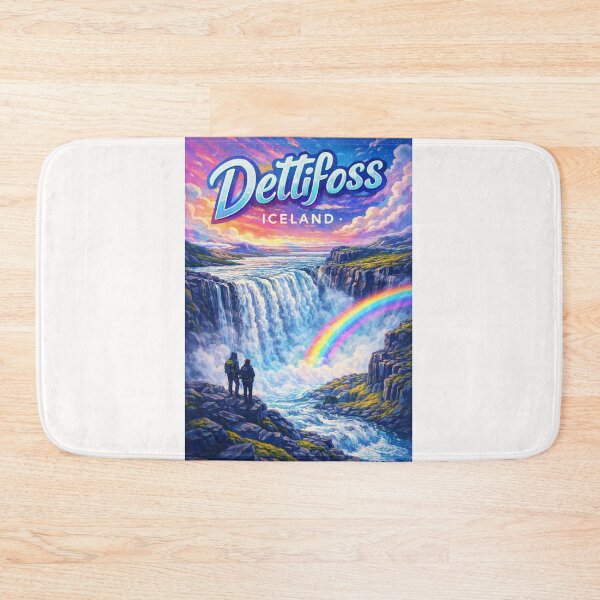 Item preview, Dettifoss Waterfall Sunset in Northeast Iceland – Rainbow Mist Over Jökulsárgljúfur in Vatnajökull National Park designed and sold by Places On Earth.