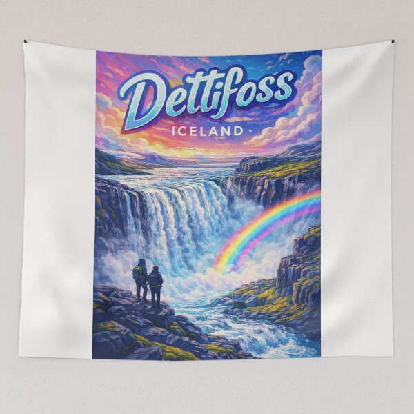 Item preview, Dettifoss Waterfall Sunset in Northeast Iceland – Rainbow Mist Over Jökulsárgljúfur in Vatnajökull National Park designed and sold by Places On Earth.