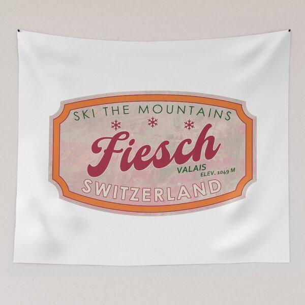 Item preview, Fiesch, Switzerland, Valais, Ski, textured skiing badge designed and sold by Wanderful-roads.