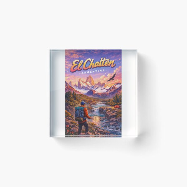 Item preview, El Chaltén Hiking Viewpoint in Santa Cruz, Argentina – Mount Fitz Roy and Río de las Vueltas at Sunrise in Los Glaciares designed and sold by Places On Earth.