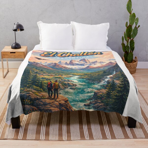 Item preview, El Chaltén Village Panorama – Fitz Roy Range, Patagonian River Valley, and Alpine Trails in Southern Argentina designed and sold by Places On Earth.