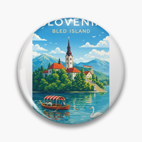 Item preview, Lake Bled and Bled Island – Julian Alps View with Pilgrimage Church and Traditional Boats in Triglav National Park, Slovenia designed and sold by Places On Earth.