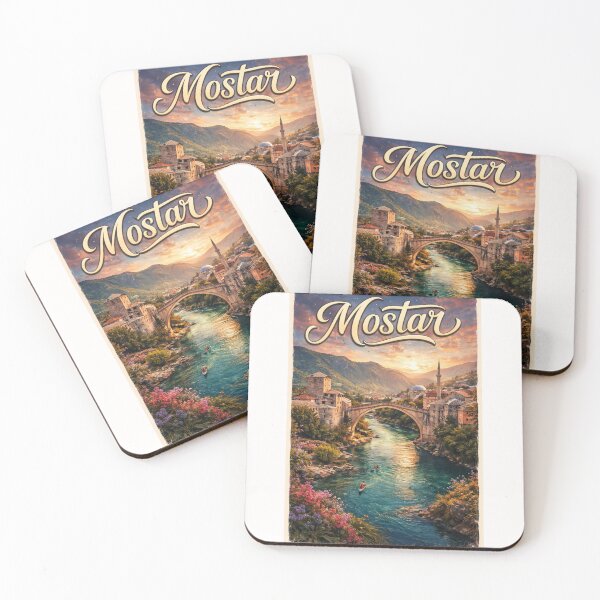 Item preview, Stari Most Sunset View in Mostar, Bosnia and Herzegovina – Neretva River, Ottoman Architecture and Herzegovina-Neretva Canton designed and sold by Places On Earth.