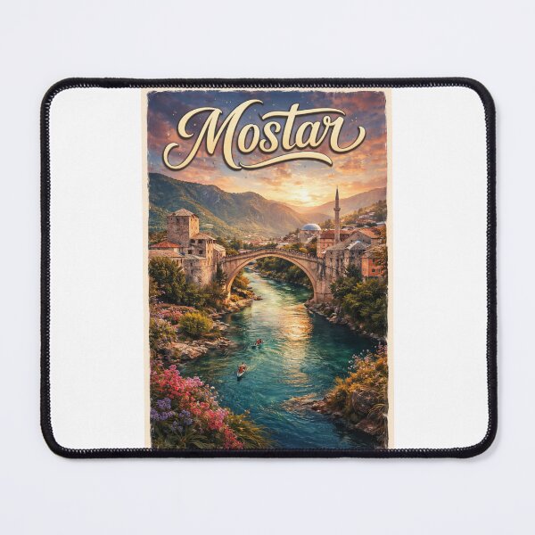 Item preview, Stari Most Sunset View in Mostar, Bosnia and Herzegovina – Neretva River, Ottoman Architecture and Herzegovina-Neretva Canton designed and sold by Places On Earth.