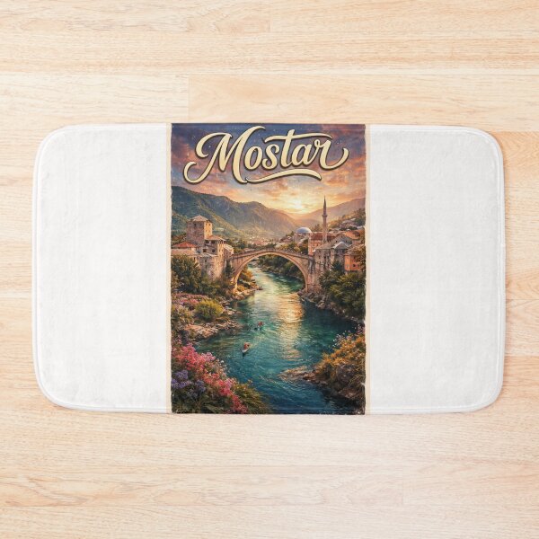 Item preview, Stari Most Sunset View in Mostar, Bosnia and Herzegovina – Neretva River, Ottoman Architecture and Herzegovina-Neretva Canton designed and sold by Places On Earth.