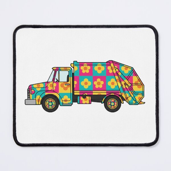 Item preview, Retro Garbage Truck Sticker - 70s Floral Sanitation Vehicle designed and sold by octozap.